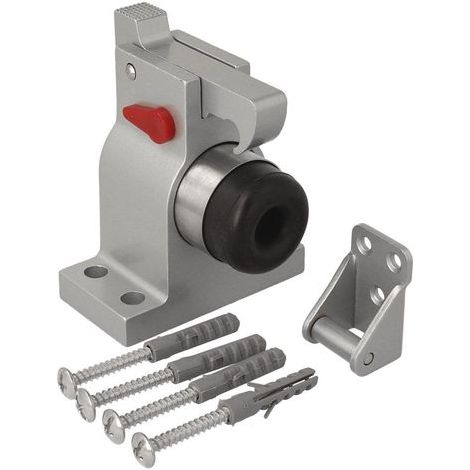 Türfeststeller schwer Aluguss, grau, mit Haken (1/3)