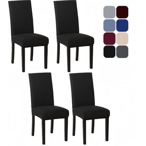 Stuhlhussen 4er Set für Esszimmerstühle, Stretch, abnehmbar, waschbar, Schwarz (1/5)
