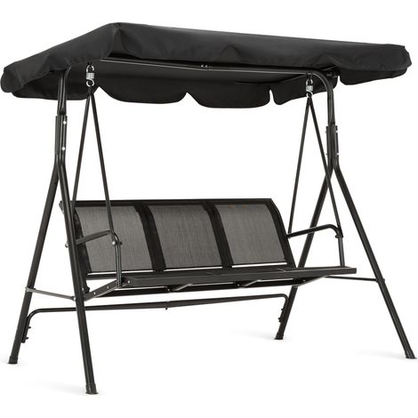 M MCombo 3-Sitzer Hollywoodschaukel Gartenschaukel Gartenliege Schaukelbank 8007 Schwarz