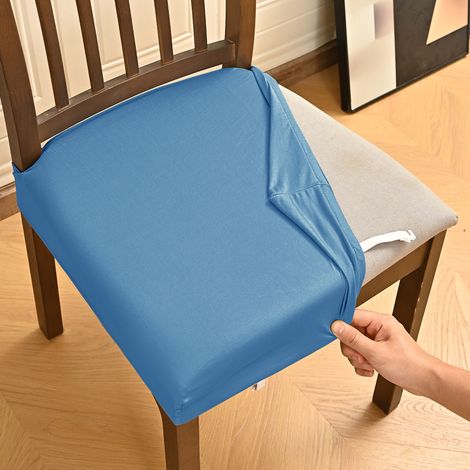 Set mit 4 hochelastischen Stuhlhussen - Wasserdicht - Kratzfest - Rutschfest - Für Bürostühle, Computerstühle (blau) (1/4)