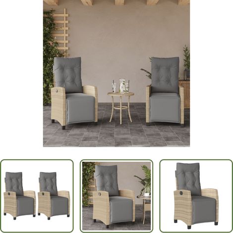 Gartensessel -  Gartensessel mit Fußteil 2 Stk. Verstellbar Poly Rattan (1/5)