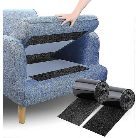 Fermagli antiscivolo per cuscini da divano - Velcro autoadesivo per evitare che i cuscini scivolino, 10 cm x 1,5 miglia, nero (1/5)