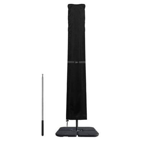 Black offset parasol cover (240 x 57/57 cm), 420D Oxford fabric, waterproof, windproof, anti-UV, with zipper and telescopic rod (1/5)
