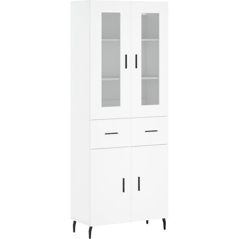 Aparador cómoda mueble de almacenaje organizador cocina salón salón alto 695 x 34 x 180 cm madera de ingeniería blanco 020032642
