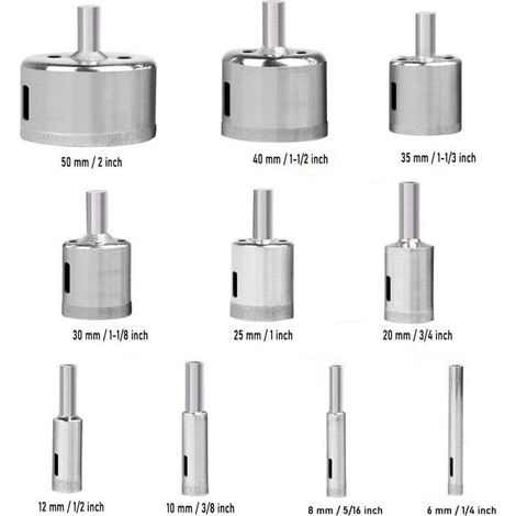 Ensemble de 15 forets diamantés pour carrelage - Kit de scies-cloches avec guide de scie cloche réglable et embouts triangulaires ultimes pour carrelage, céramique, verre, porcelaine, marbre (1/3)