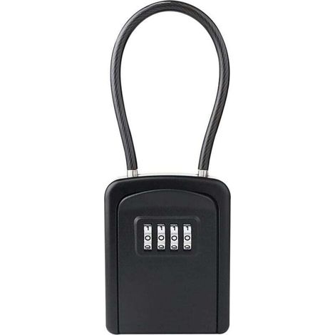 1 x Cassetta di sicurezza portatile con combinazione, scatola di protezione per chiavi da appendere, cassetta di sicurezza con serratura, scatola di sicurezza nera-Crezuo