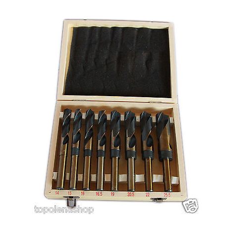 SET KIT 8 PUNTE TRAPANO PER FORARE FERRO KIT FRESE FRESA COFANETTO IN LEGNO