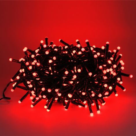 Luccika Home stringa luminosa catena serie di luci per albero di Natale luminosita' 360o cavo verde 15 mt con 300 led rosso con 8 giochi di luce e memoria per uso esterno interno (1/4)