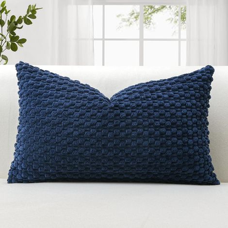 2 Stück Cord Kissenbezüge, 3D Bubble Texture Boho Zierkissenbezug Dekorative Sofakissen Dekokissen Kordsamt Kissenbezug Deko Kissenhülle für Couch Sofa Wohnzimmer (30x50cm, Marineblau) (1/5)