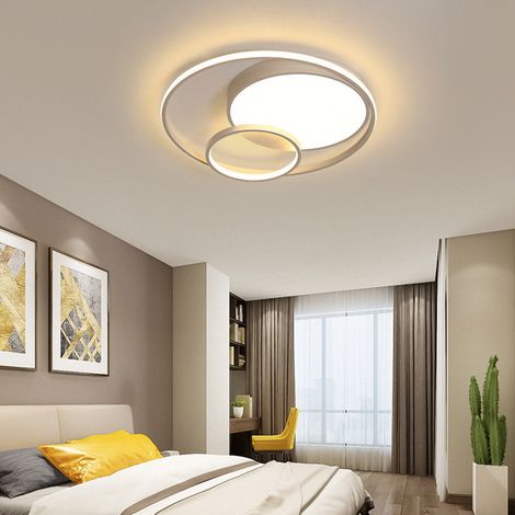 【Maison connectée】Plafonnier Salon Moderne, 3 Anneaux 48  7cm , Luminaire Plafonnier, 3 Températures de Couleur Réglables 3000K/4500K/6500K, pour Salon, Chambre, Cuisine,32W, [Classe énergétique E] (1/5)