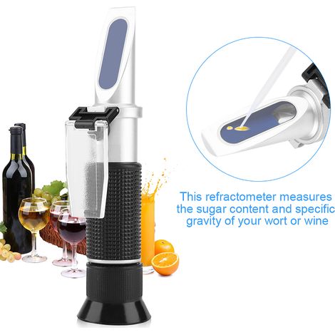 Réfractomètre portable pour moût (densité spécifique 1,000‑1,130), mesureur de sucre pour bière, vin et jus (Brix 0‑32 %) (1/5)