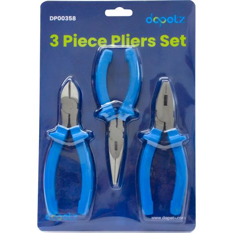 Dapetz ® Pliers Set 3 pcs. Professional Heavy Duty Plier Set with Needle Nose Pliers, Side Cutter and Combination Plier 160 mm Long Side-Cutting Pliers