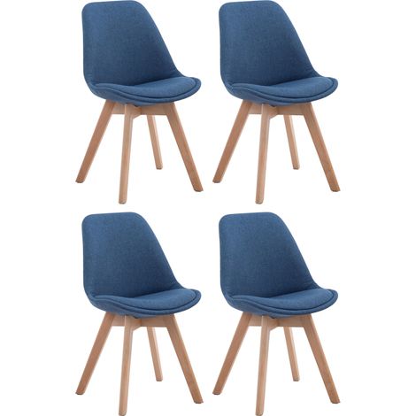 Set di 4 Sedie Visitatore Tessuto Borneo blu natura (1/4)