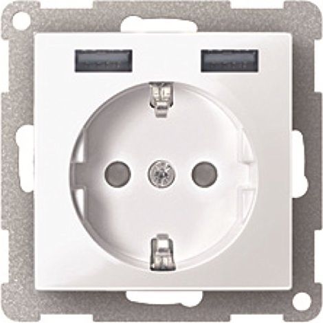 Merten MEG2366-0319 enchufe Schuko con USB blanco polar