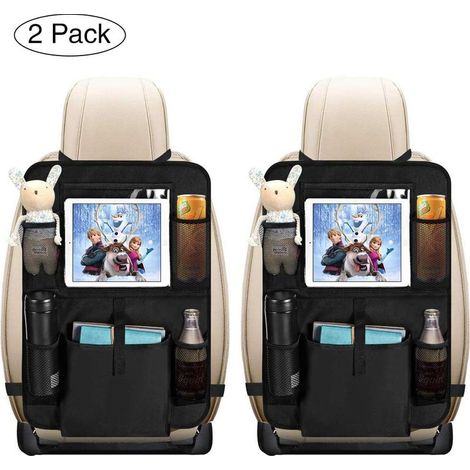 Autositz-Rückenlehnenschutz – 2-teilig – 64 x 43 cm – wasserabweisend – mit transparenter Tablettasche – fürs Auto (1/5)