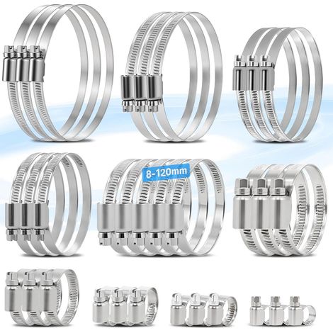 Collier de serrage inox 304, 53 pièces, 8–120 mm, auto, eau et jardin (1/5)