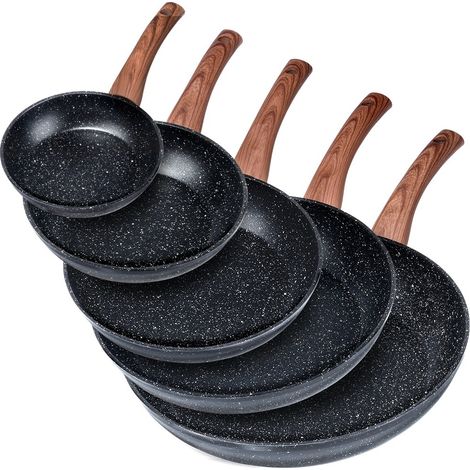 Juego de sartenes de granito BLACK&WOOD de 16 / 20 / 24 / 28 / 32 cm, 5 piezas. (1/5)