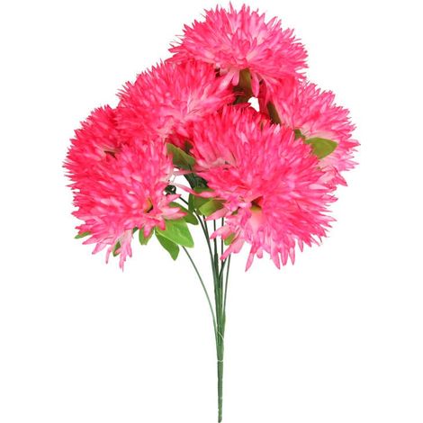 Künstlicher Chrysanthemenstrauß mit Fransen in Weiß und Rosa – Dekoration für Allerheiligen, 54 cm (1/2)
