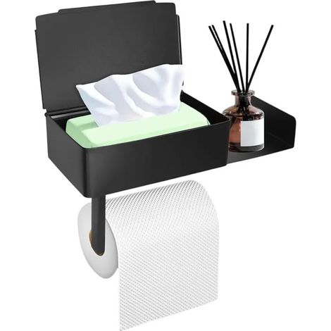 Porte-papier toilette mural - ESTAMPILLE - Acier inoxydable 304 - Auto-adhésif sans perçage - Boîte à mouchoirs intégrée (1/5)