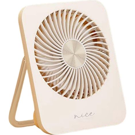 Petit ventilateur de bureau, rechargeable par USB, 3 vitesses, flux d'air puissant, blanc et rose. (1/5)