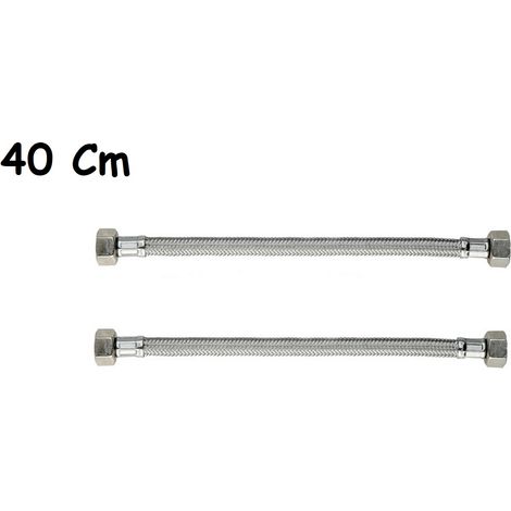 COPPIA TUBO FLESSIBILE 40CM TUBI ACQUA CALDA E FREDDA CALDAIA 1/2X1/2 DGO-171