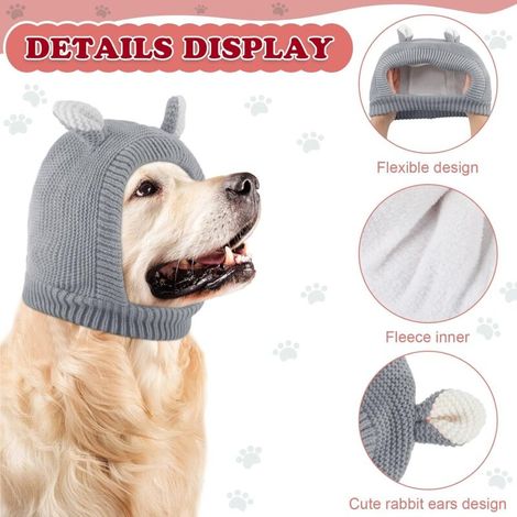 Cache-oreilles pour chien - pour garder les oreilles du chien au chaud et calmer les aboiements anxieux - 1 pièce, gris, 36-48 cm (1/4)