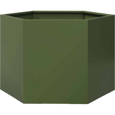 Maison Exclusive - Pflanzkübel Olivgrün Sechseckig 69x60x45 Stahl