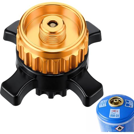 Adaptateur pour bouteille de gaz, fabriqué en laiton et alliages métalliques, équipé d'un raccord étanche au gaz, adapté au camping et aux équipements de cuisine en extérieur. (1/5)