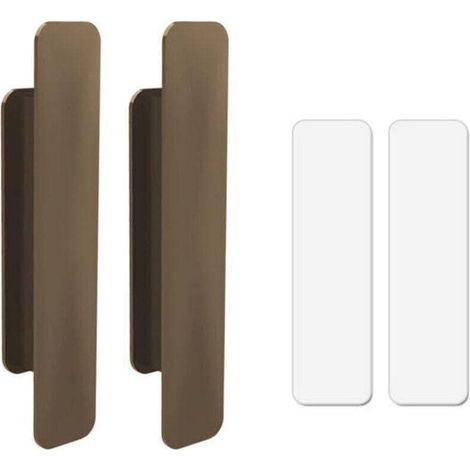 12 Pièces Poignée Porte En Plastique,Poignées de Auto-Adhésives,Poignée De Porte Collante,pour Porte Fenêtre,Tiroir,Armoire,Réfrigérateur,Coller Sur les Poignées pour Portes en Verre (Brun) (1/4)