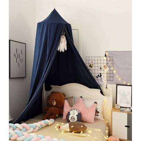 Ciel de lit bébé - Coton - Moustiquaire pour chambre - Hauteur 270 cm Bleu marine - RAPANDA