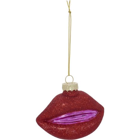 Sospensione a forma di abete con bocca in vetro rosso, 9 cm - Feeric lights & christmas (1/2)