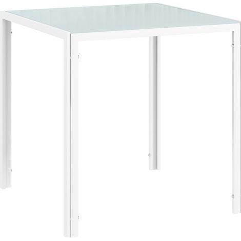 Esstisch Quadratischer Küchentisch für 4 Personen, Esszimmertisch aus Hartglas, bis 80 kg belastbar, für Küche, Esszimmer, 75 x 75 x 75 cm, Weiß 
On-Site
