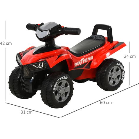 Quad de juguete con licencia de GOODYEAR para niños de 18 a 36 meses con luces y sonidos realistas, rojo y negro, 60x31x42cm (1/5)