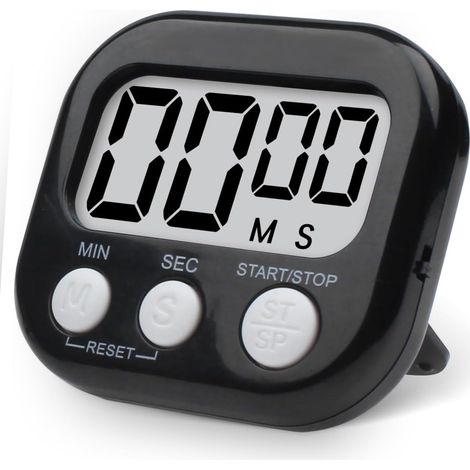 Temporizador de cocina digital, cronómetro magnético con alarma, pantalla LCD grande para cocinar, estudiar, aulas (blanco y negro) (1/5)