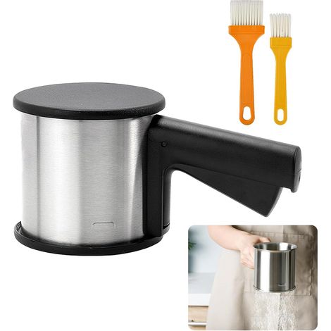 Tamis Farine en Acier Inoxydable, Tamiseur Cuisine à Une Main, Saupoudreuse Sucre Glace, Tamis à Farine avec Couvercle pour Filtrer Sucre Poudre de Cacao Matcha (1/5)