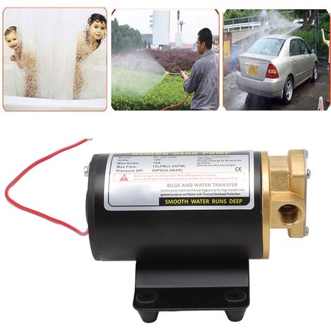 Pompe à huile électrique à engrenages avec protection thermique pour moteur diesel, pompe à huile de lubrification, pompe à eau, tête de pompe en laiton 12 V (1/5)