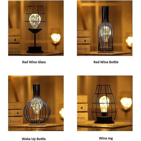 Lampe de table rétro, style cage, veilleuse, rétro, fonctionne à piles, lampe de bureau pour chambre (1/4)