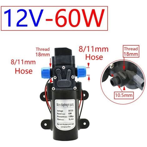 60W x 8I11 Pompe à eau haute pression à membrane, auto amorçante, avec alimentation électrique ue, tuyau 6a 5 (1/4)