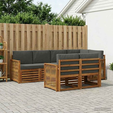 vidaXL Ecksofa Set mit Kissen 6 pcs Natur und Anthrazit (1/5)