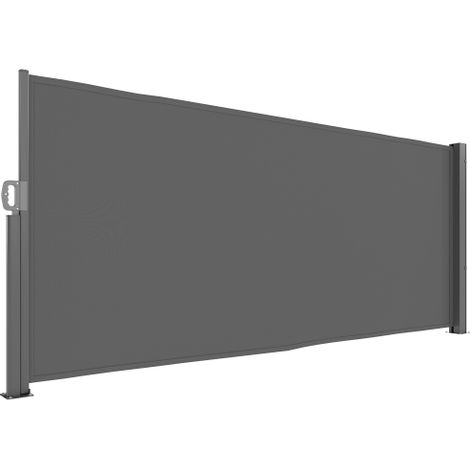 Tenda laterale telescopica per esterni, oscurante e anti-sguardo, da fissare a muro, resistente al vento, 300 x 140 cm, per balcone, terrazza o giardino – grigio scuro