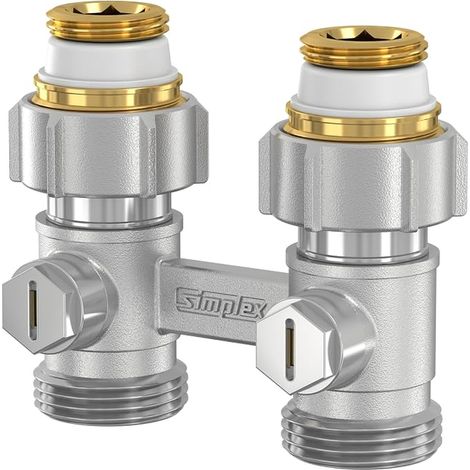 straight connection module for radiator with integrated valves with female connection Rp1/2" - F10010 (1/5)