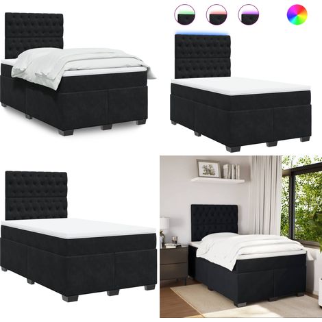 Boxspringbett mit Matratze Schwarz 120x200 cm Samt - Boxspringbett - Doppelbett - Samtbett - Samt - Lederoptik - Home & Living (1/5)