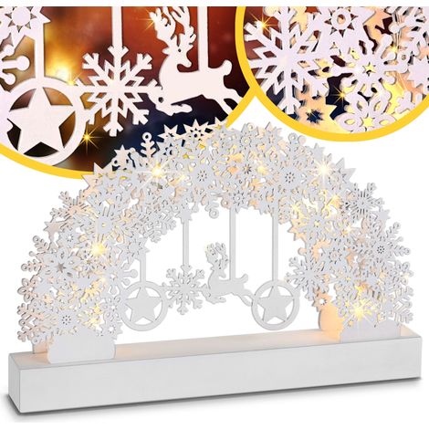 MONZANA® LED Battery Powered Wooden Candle Bridge Christmas Lights - Xmas Window Decoration for Home Decoration and Room Decor, Winter Village Christmas Decorations Candle Arch Snowflake (1/5)