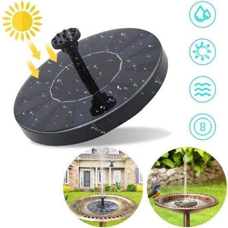 Pompe solaire, XU, Pompe de bassin, Fontaine, Pompe Fontaine D'Eau à Alimentation Solaire 190L/h 7V 1.5W avec 6 effets - KZQ