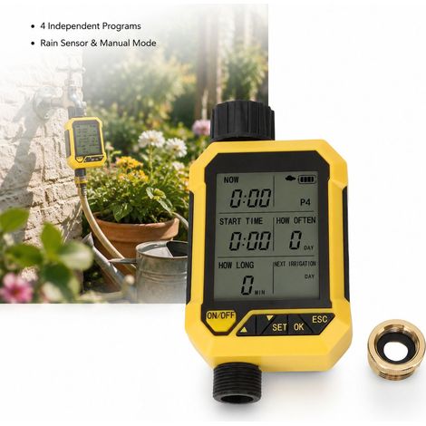 Toivize-Programmateur d'Arrosage - ABS Laiton - Capteur Pluie 4 Programmes Manuel Étanche pour Jardin Pelouse Extérieur G3/4 (1/4)