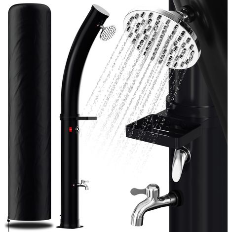 Randaco 35L Doccia solare curva con portasapone – Elegante doccia da esterno per giardino