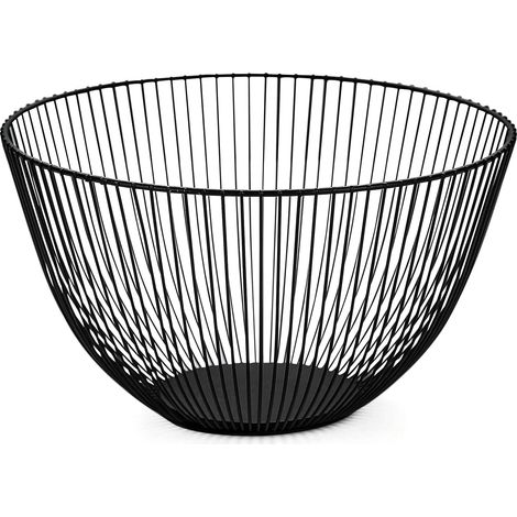 1 Corbeille à Fruits, Acier Inoxydable, Design Aéré, Noir, Pour Cuisine et Comptoir (1/5)