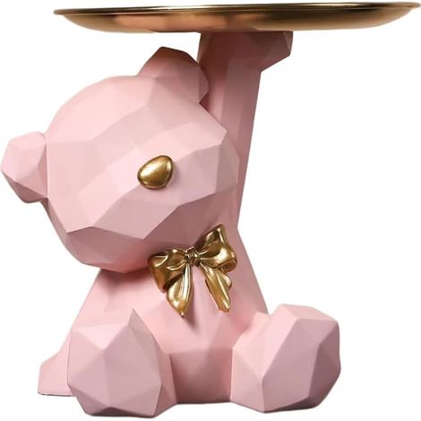 1 Sculpture d'Ours, Résine, Plateau de Rangement, Blanc, 20x15x18 cm, Salon, Chambre, Bureau (1/5)