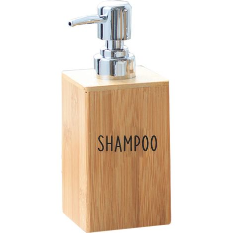 Distributeur de savon décoratif en bois de teck (gris clair) - Grande capacité - Bouteille personnalisée (1/5)