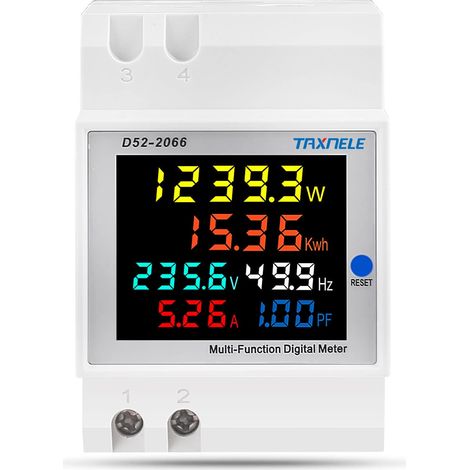 Compteur d'énergie monophasé Din Rail AC Monitor 6 en 1 Multimètre AC 40-300V 100A Tension Courant Voltmètre Ampèremètre Watt Kwh Fréquence Power Meter 110V 230V (Built-in CT) (1/5)